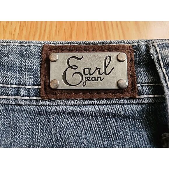 Earl Jean 7 Denim Bootcut Low-Rise Embroidered Rhinestones Thick Stitch 30/29 - Picture 8 of 14